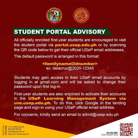 usep student portal|Student Portal Advisory .